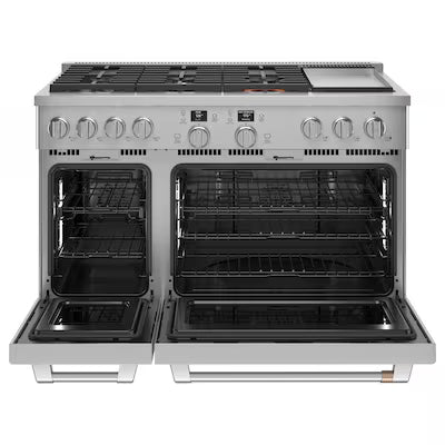 Cafe 48 in. 8.25 cu. ft. Smart Double Oven Dual Fuel Range with Self-Cleaning Convection Oven in Stainless Steel