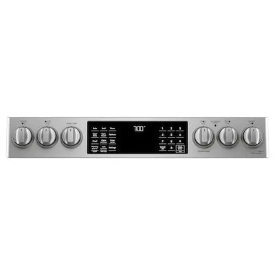 Cafe 30-in Glass Top 5 burners 5.7-cu ft Air Fry Convection Oven Slide-In Electric Range ( Stainless Steel with Brushed Stainless Handles )