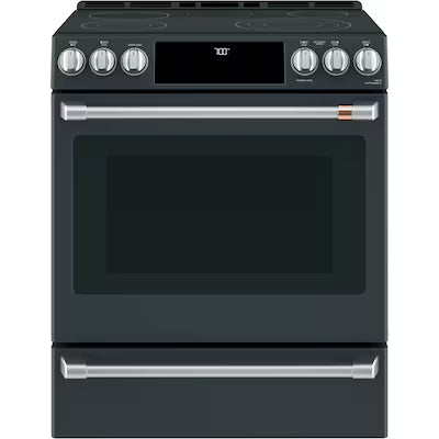 Cafe 30 in. 5 Burner Element Smart Slide-In Electric Range in Matte Black with True Convection, Air Fry