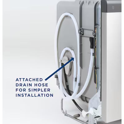 Lavavajillas empotrado GE Dry Boost de 24 pulgadas con control frontal (blanco), nivel de ruido estándar de 60 decibeles