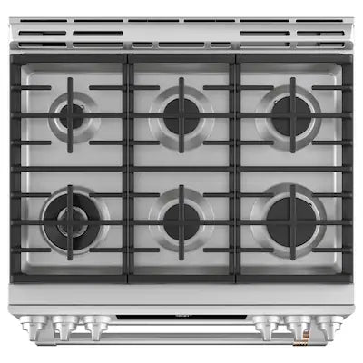 Cafe 30 in. 7.0 cu. ft. Slide-In Smart Double Oven Dual-Fuel Range with Convection and Self-Clean in Stainless Steel