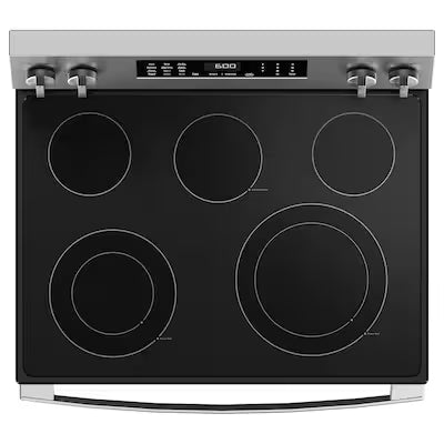 30 in. 5 Burner Element Smart Free-Standing Electric Range in Stainless w/EasyWash Oven Tray & No-Preheat Air Fry