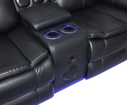 U100 - Power Reclining Loveseat With LED Light & Speaker - Black