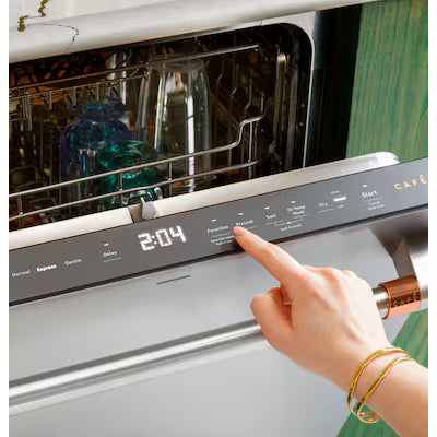 Cafe 24-in Top Control Built-in Dishwasher With Third Rack ( Stainless Steel with Brushed Stainless Handles ) ENERGY STAR, 42-Decibel Quietest Sound Level