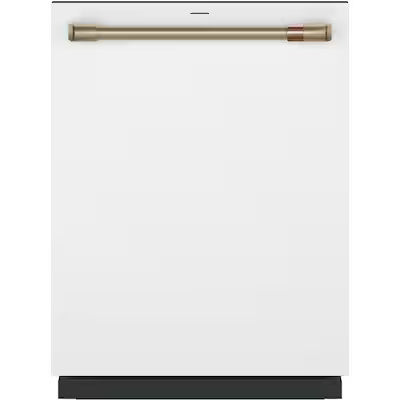 Cafe 24-in Top Control Built-in Dishwasher With Third Rack ( Matte White with Brushed Bronze Handles ) ENERGY STAR, 44-Decibel Very Quiet Sound Level