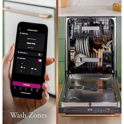 Cafe 24-in Top Control Built-in Dishwasher With Third Rack ( Platinum Glass ) ENERGY STAR, 39-Decibel Quietest Sound Level