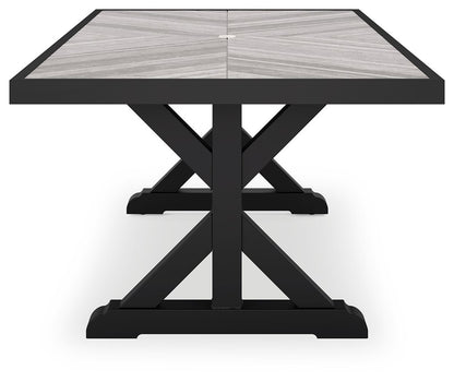 Beachcroft - Rectangular Dining Table With Umbrella Option - Black / Light Gray