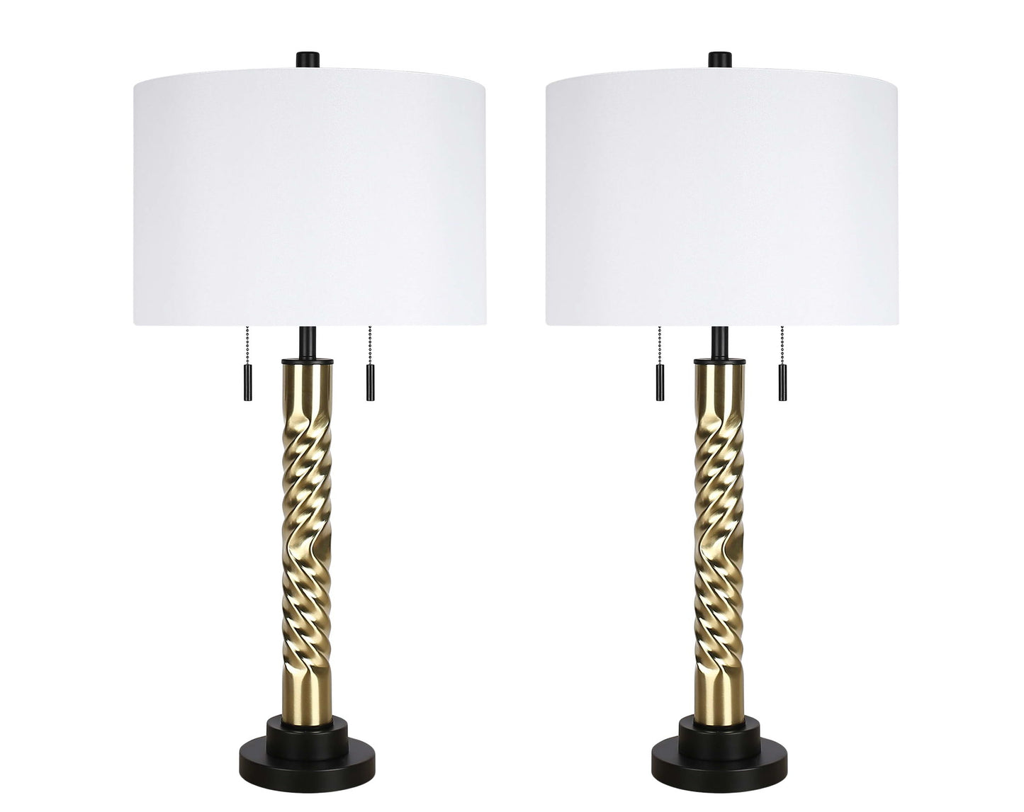 "Twist Elegance" Metal Table Lamp (Set of 2) - Matte Black / Soft Gold