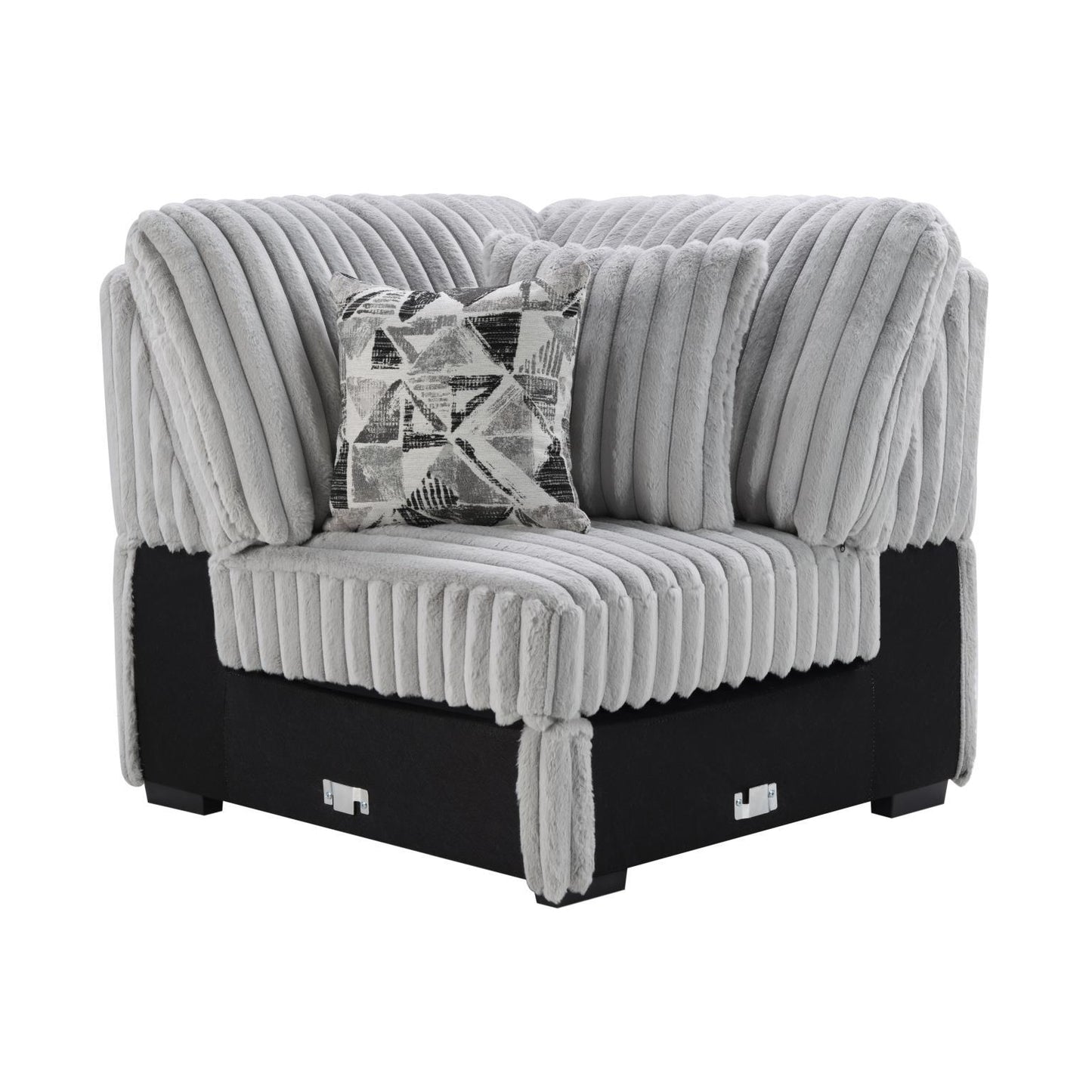 U260 - Corduroy Power Reclining 4 Piece Sectional With 2 Wireless Charger - Gray