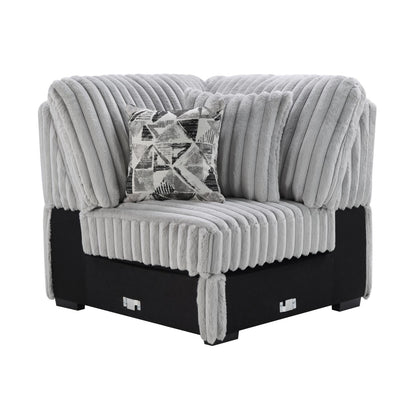 U260 - Corduroy Power Reclining 4 Piece Sectional With 2 Wireless Charger - Gray
