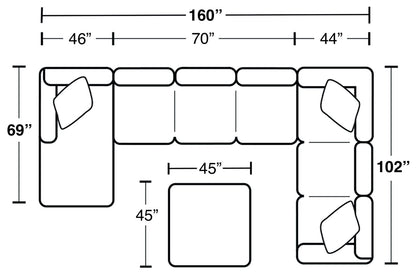 Royce - Sectional With Cocktail Ottoman