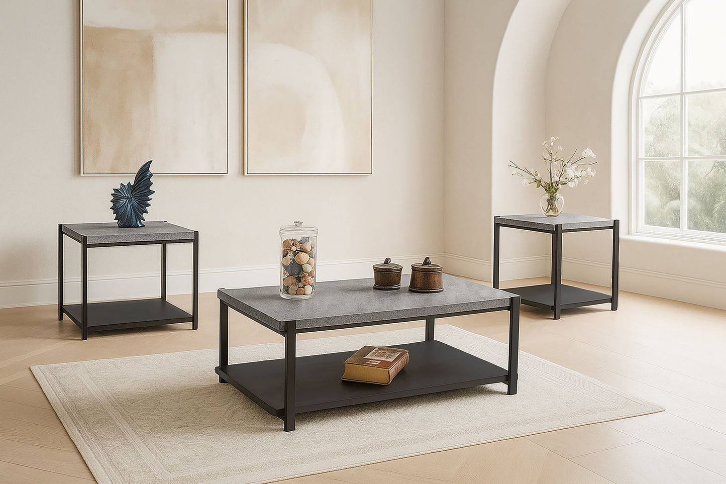 Linea - 3 Piece Occasional Set (1 Coffee & 2 End Tables) - Black / Brown