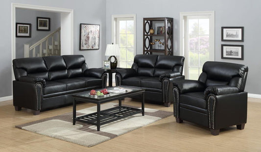 U455 - Loveseat With Nailhead - Black