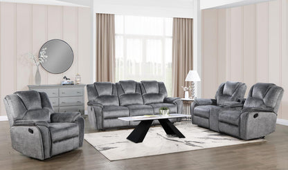 U121 - Motion Loveseat With Bluetooth Speaker, Wireless Charger - Gray