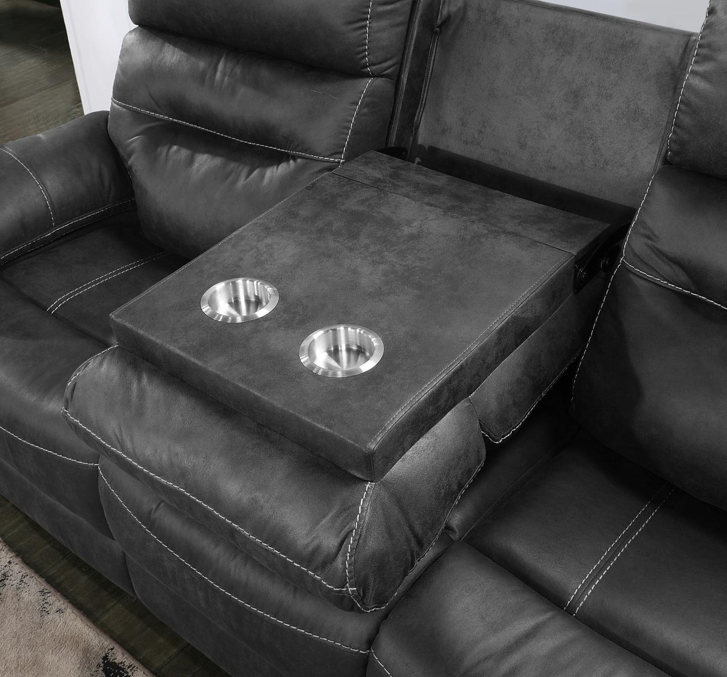 U170 - Motion Sofa With Dropdown Table - Gray