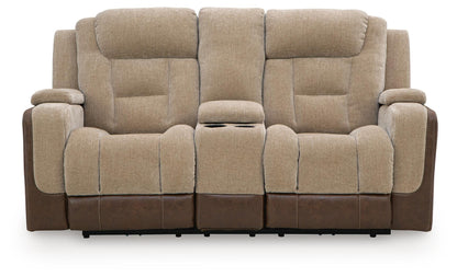 Mixed Motion - Power Reclining Loveseat With Console / Adjustable Headrest - Brownstone