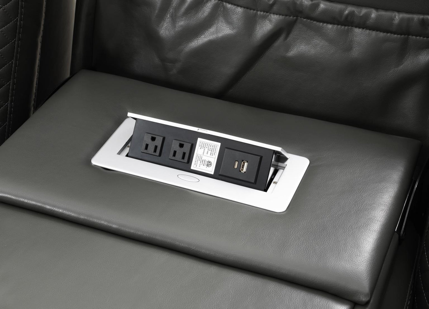 U93 - LED Power Reclining With Power Headrest, Bluetooth Speaker, And Drop Down Table Loveseat - Dark Gray