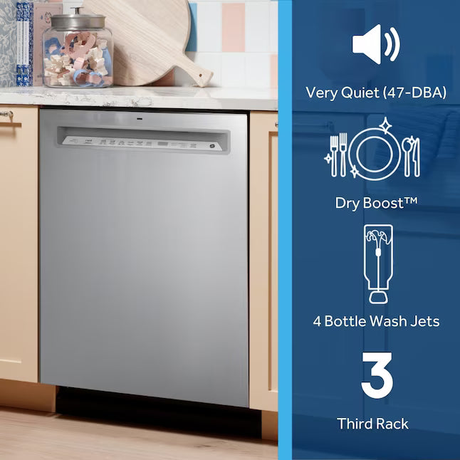24 in. Fingerprint Resistant Stainless Front Control Built-In Tall Tub Dishwasher with Dry Boost, 3rd Rack, and 47dBA