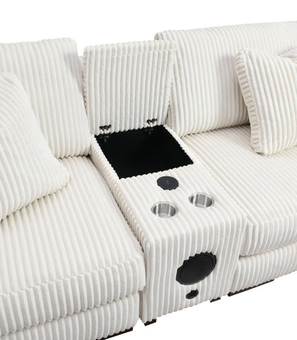 U244 - 6 Piece Living Room Set (2 Armless Chairs, 1 Console, 1 Right Chaise, 1 LAF, 1 Wedge) - White