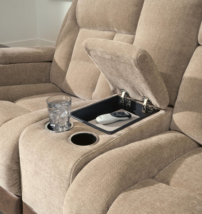 Mixed Motion - Power Reclining Loveseat With Console / Adjustable Headrest - Brownstone