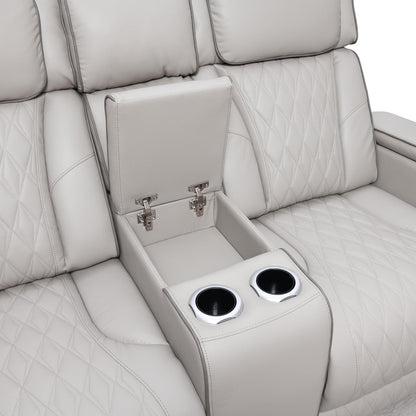 U71 - Power Reclining Loveseat With Power Headrest, Massage, Heat, Ambient Light, Storage Arms / USB And Wireless Charger - Gray