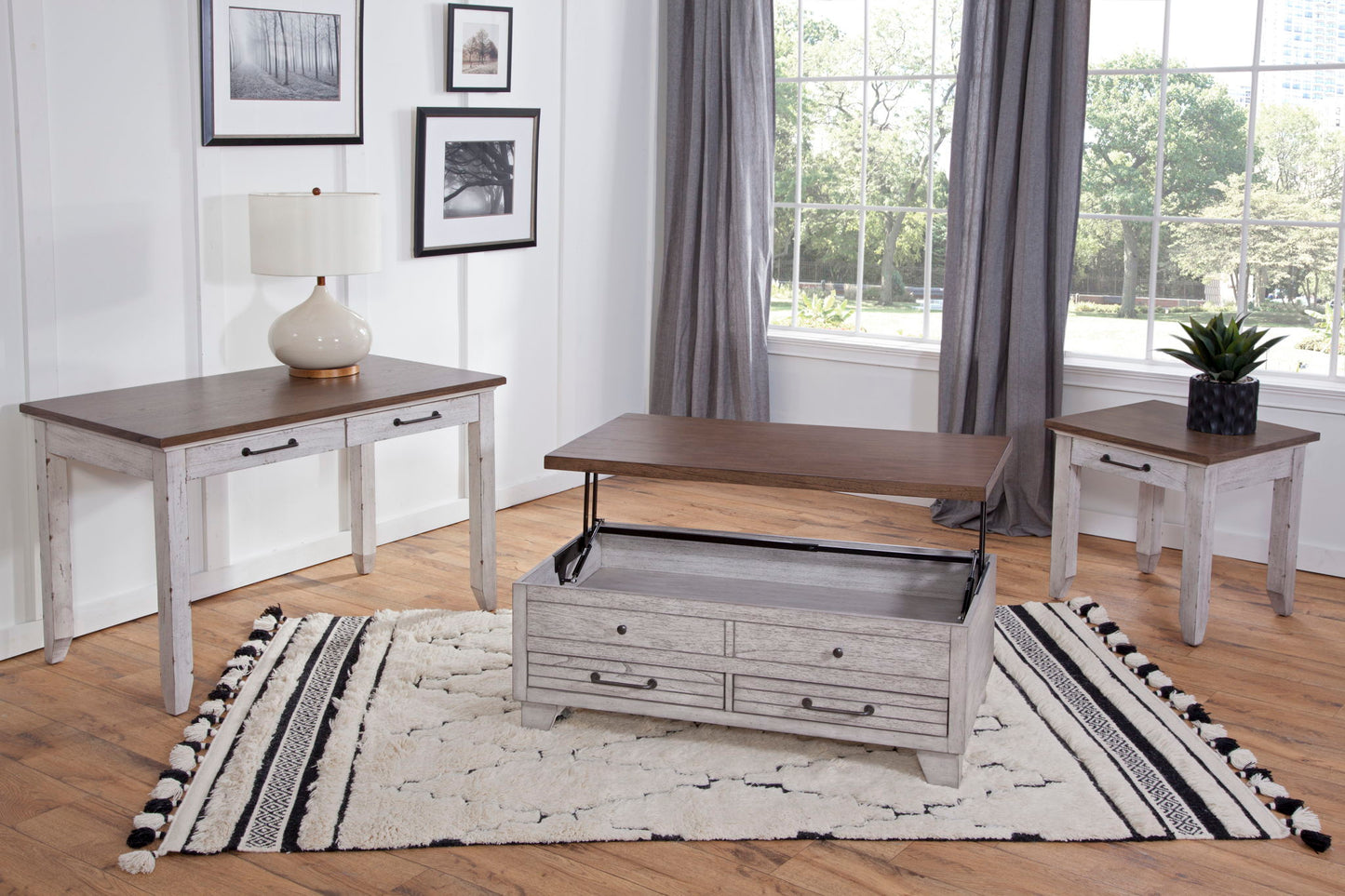 Bear Creek - 3 Piece Table Set (Sofa, End, Coffee Table) - White