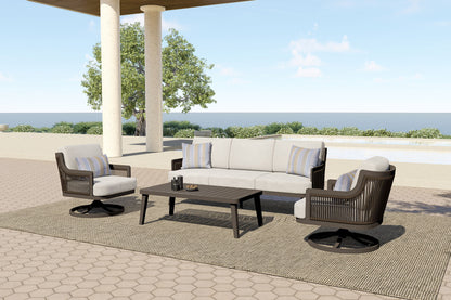 Genova - Patio Swivel Club Chair With Accent Pillow (Set of 2) - Gray
