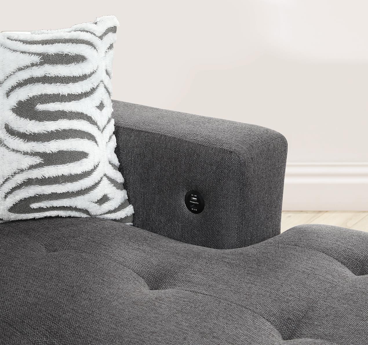 U275 - 3 Piece Sectional With USB (Type A+C) - Gray