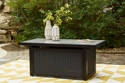 Beachcroft - Rectangular Fire Pit Table - Black / Light Gray