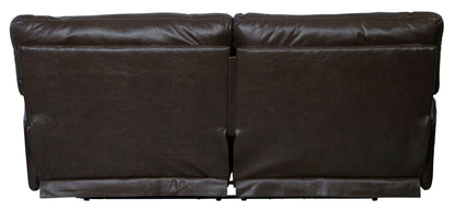 Wembley - Italian Leather Match Power Lay Flat Reclining Sofa With Power Adjustable Headrest & Lumbar - Chocolate