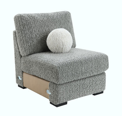 U282 - 6 Piece Setional With Right Chaise (1 LAF + 1 Wedge + 2 Armless Chair + 1 Console + 1 RAF Chaise) - Gray