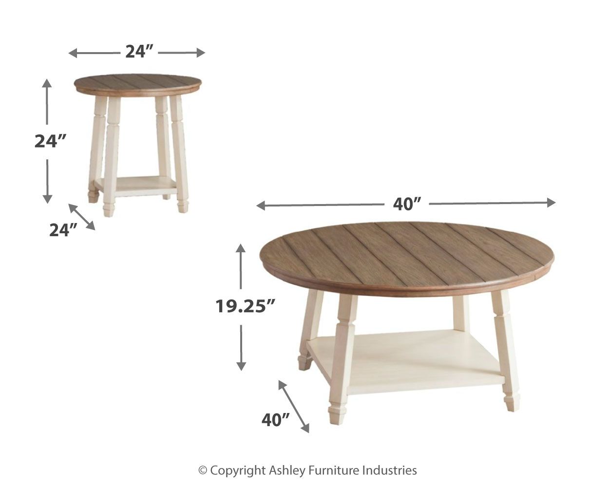 Bolanbrook - Occasional Table Set (Set of 3) - White / Brown / Beige