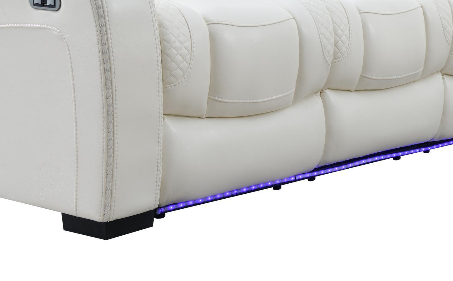 U94 - LED Power Reclining With Power Headrest, Bluetooth Speaker, And Drop Down Table Loveseat - White