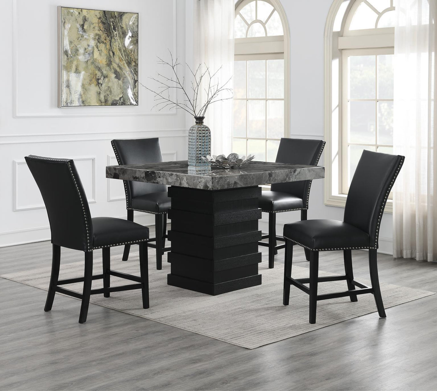 D136 - Faux Marble Counter Table - Gray