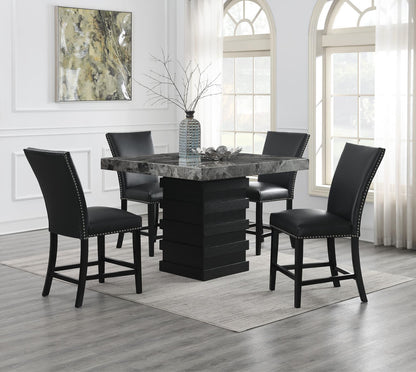 D136 - Faux Marble Counter Table - Gray