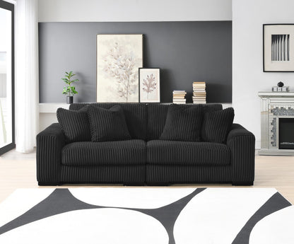 U242 - 7 Piece Setional With Right Chaise (1 RAF Chaise + 3 Armless Chair + 1 LAF + 1 Wedge + 1 Console) - Without Ottoman - Black