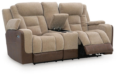 Mixed Motion - Power Reclining Loveseat With Console / Adjustable Headrest - Brownstone