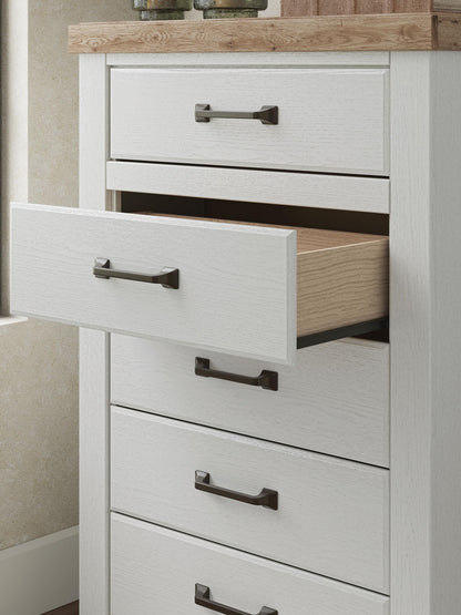 Savonport - Five Drawer Chest - White / Brown