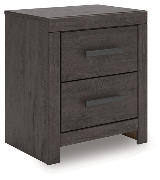 Prendonea - Two Drawer Night Stand - Charcoal