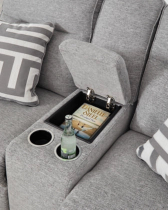 Biscoe Next-Gen Nuvella™ Performance Fabric Dual Power Reclining Loveseat with Console