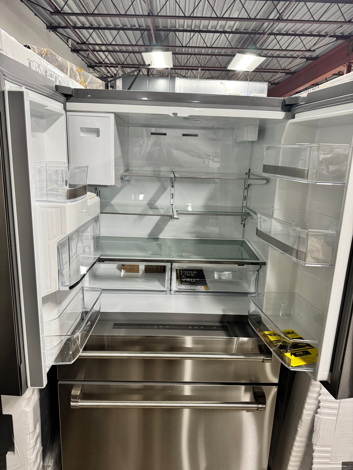 Thor Kitchen Counter-Depth 22-cu ft 4 -Door 36-in Wide French Door Refrigerator with Ice Maker with Water and Ice Dispenser (Stainless Steel) OUTLET