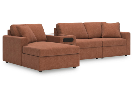 Modmax 4-Piece Modular Next-Gen Nuvella™ Performance Fabric Sectional with Chaise and Audio Console