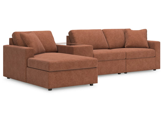 Modmax 4-Piece Modular Next-Gen Nuvella™ Performance Fabric Sectional with Chaise and Storage Console