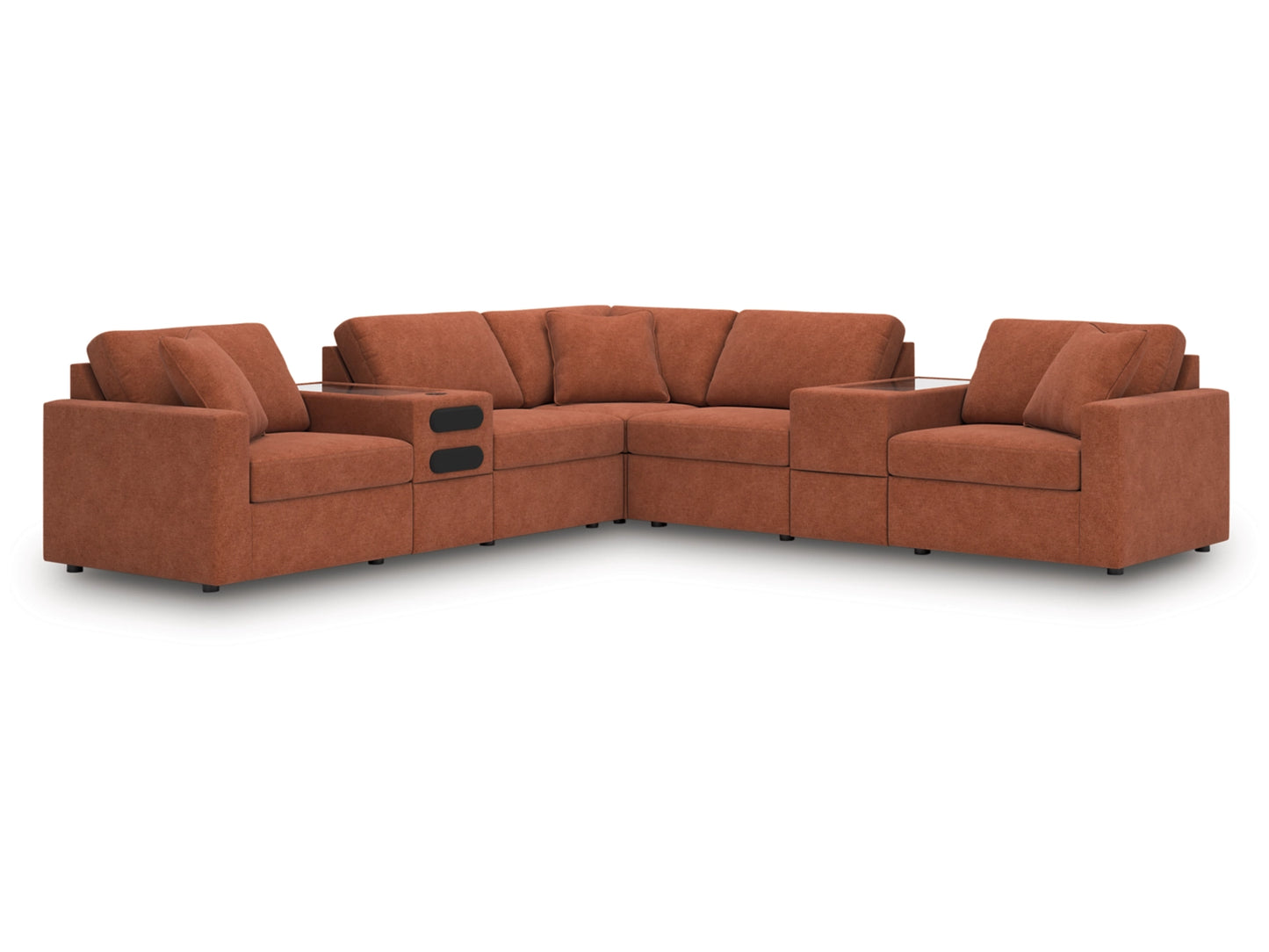 Modmax 7-Piece Next-Gen Nuvella™ Performance Fabric Modular Sectional with Audio and Storage Consoles