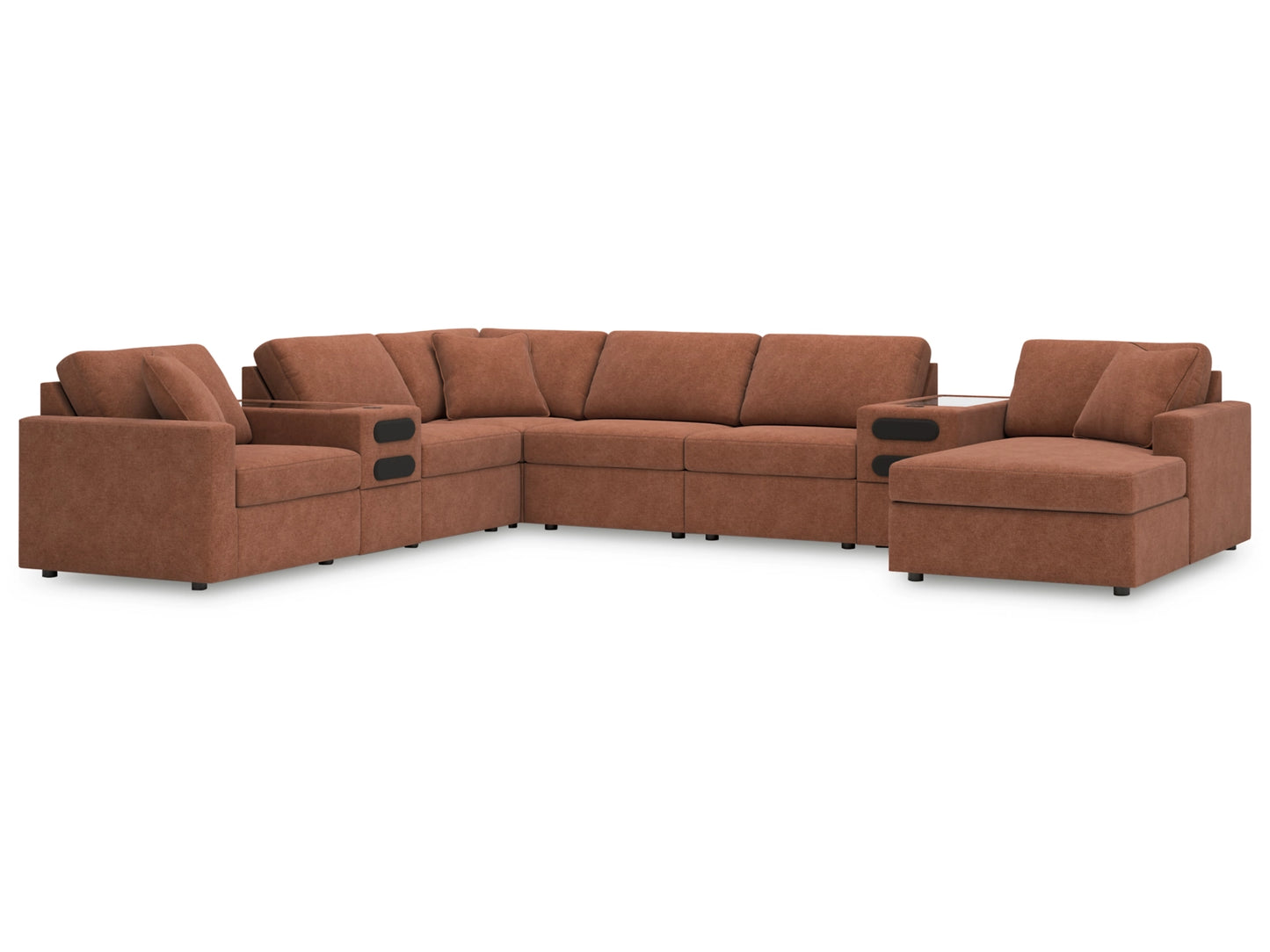 Modmax 8-Piece Modular Next-Gen Nuvella™ Performance Fabric Sectional with Chaise and Audio Consoles