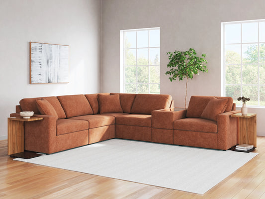 Modmax 6-Piece Modular Next-Gen Nuvella™ Performance Fabric Sectional with Storage Console