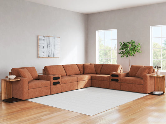 Modmax 8-Piece Modular Next-Gen Nuvella™ Performance Fabric Sectional with Audio Consoles