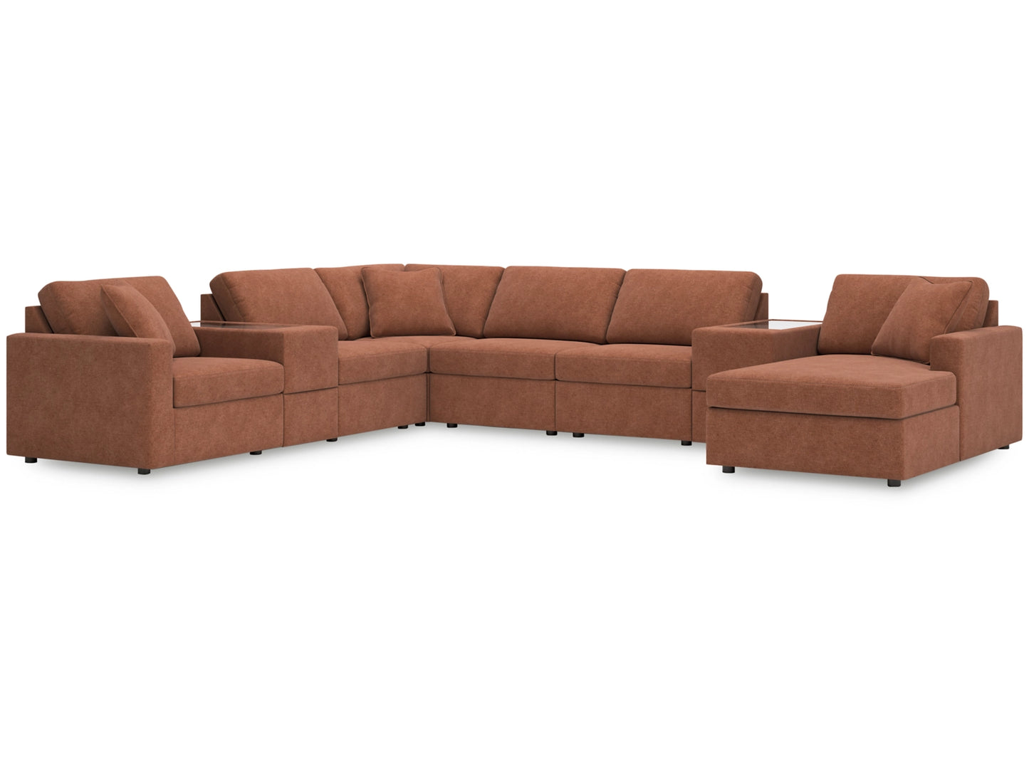 Modmax 8-Piece Modular Next-Gen Nuvella™ Performance Fabric Sectional with Chaise and Storage Consoles