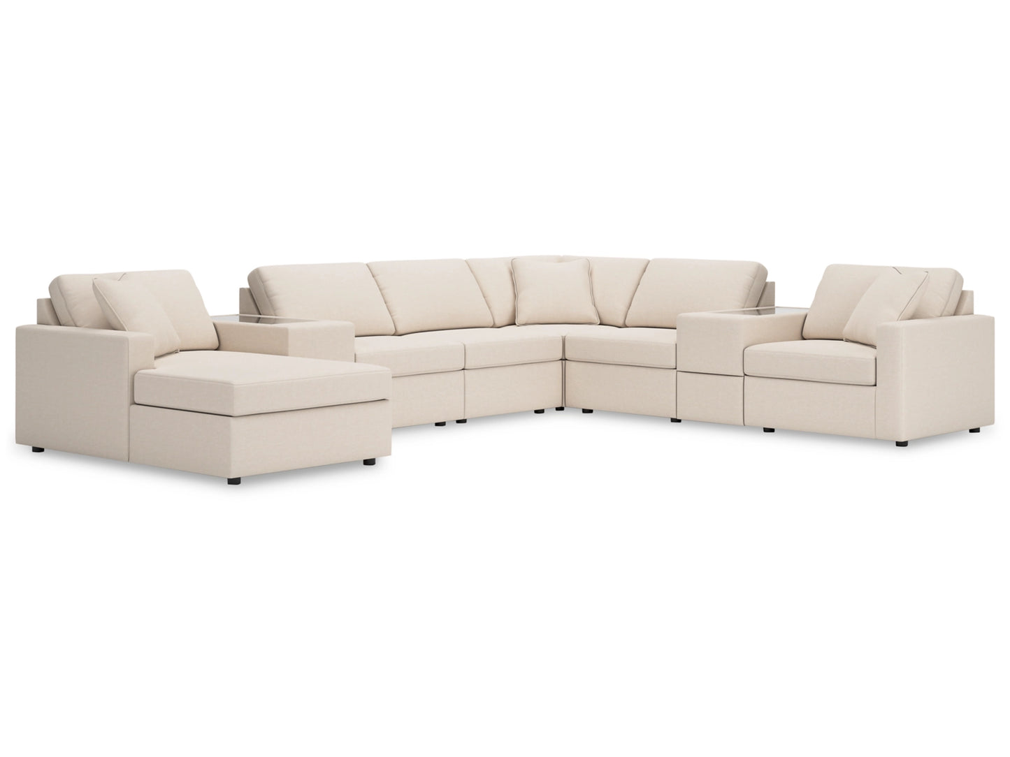 Modmax 8-Piece Modular Next-Gen Nuvella™ Performance Fabric Sectional with Chaise and Storage Consoles