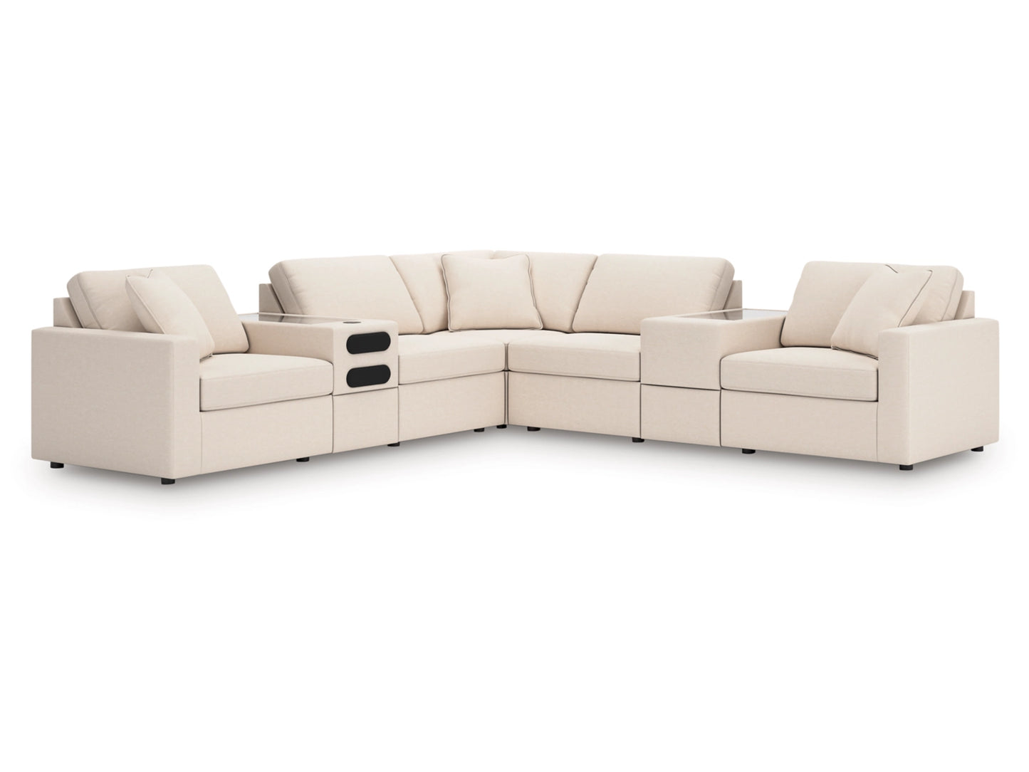 Modmax 7-Piece Next-Gen Nuvella™ Performance Fabric Modular Sectional with Audio and Storage Consoles